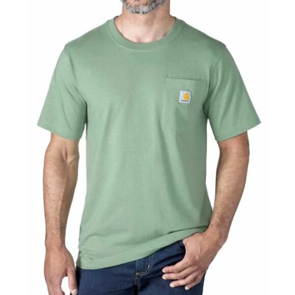 Carhartt L Patch Logo Pocket Green T-Shirt‎ Streetwear Skate Workwear Utility - Picture 1 of 12